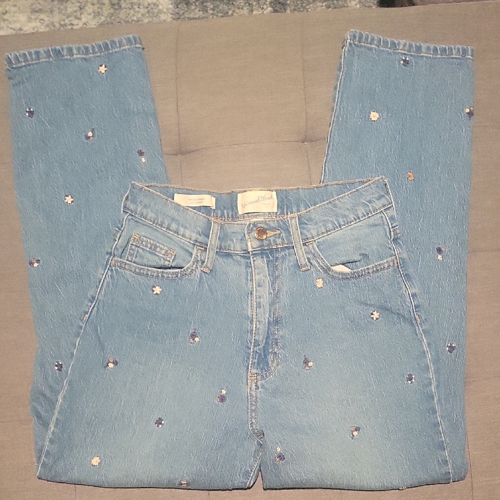 Universal Thread Denim with Floral Embroidery